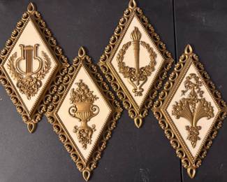 70’s vintage set of four HOMCO diamond-shaped wall plaques