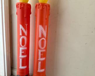 Pair Vintage Noel Candle Blow Molds