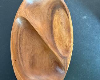 MCM 1950’s-60’s genuine monkey-pod wood divided serving tray