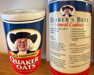 Vintage 1997 Quaker Oats 120th Anniversary ceramic cookie jar and canister made by Regal China