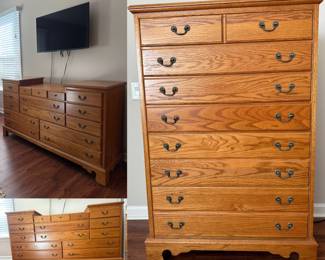 9 drawer solid oak tallboy chest