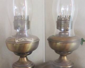 Brass electrified hurricane lamps