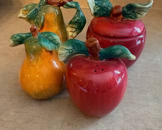 vintage Sakura Apple and Pear Salt/ Pepper/Sugar/Creamer