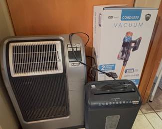 ePro Select Cordless Stick Vacuum And Lasko Cyclonic Digital Ceramic Heater and Paper Shedder