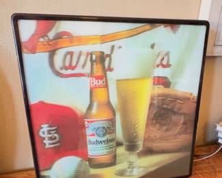 vintage Budweiser and St. Louis Cardinals light-up or motion bar sign