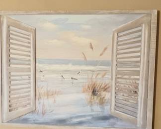 Coastal beach-themed painted on wood