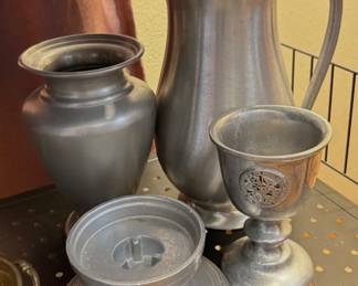 Pewter Vases and candler holders