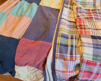 Hand patched blanket and two panel curtain