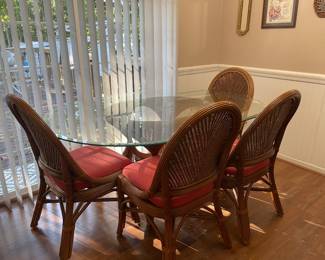 Glass Top Rattan Table and Chairs