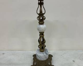 Brass & Marble Candle Holder with Ornate Base