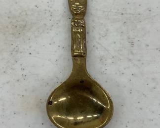 Brass Souvenir Spoon Cat Handle
