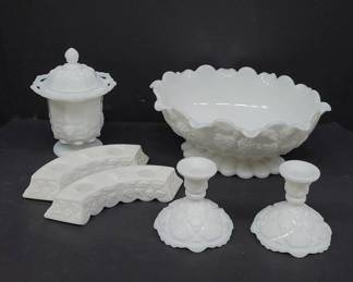 Westmoreland Milk Glass Grape Pattern Set