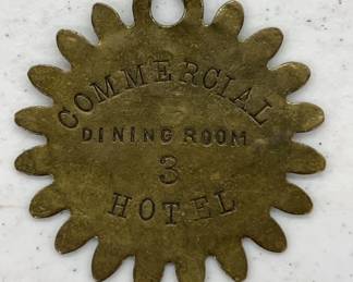 Commercial Hotel Brass Key Tag, 1880-1920