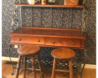 Ethan Allen Country French Bakers Rack is 81 inches tall X 48 inches wide X 18 inches deep. $195