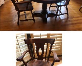 Set of 4 Wooden Saddle Seat Chairs (3 Captain Chairs) $125