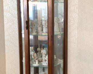 Traditional tall, hexagonal Wooden Curio Display Cabinet with Glass Glass Curio is 70.5 inches tall X 24 inches wide x 10.5 inches deep. $60