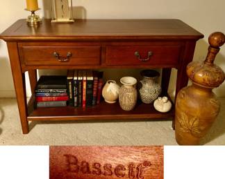 Bassett 2 Drawer Sofa / Console Table 49 inches long X 18 inches deep X 30 inches tall. $85