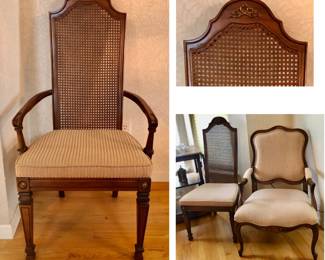 6 Cane Back Chairs As mentioned may have Smoke Smell located Upstairs $165 Carved Wood Armchair As mentioned may have Smoke Smell located Upstairs $100