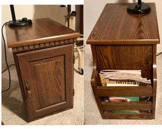 MC (Maybe Burlington House) Magazine Cabinet / Side Table is 19.5 inches long X 13 inches wide X 20 inches tall. $50