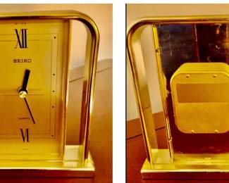 Vintage Gold-Tone Seiko Quartz Desk Mantel Clock (model QQZ163G) $20