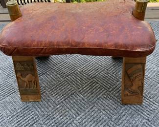 Vintage camel, saddle, chair, leather hand, carved Egyptian legs!