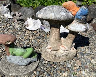 Vintage concrete mushroom garden art!
