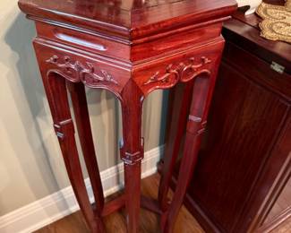 Rosewood Asian Motif Plant Stand