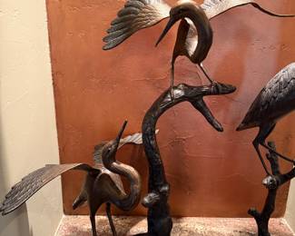 Bronze Crane Statue
