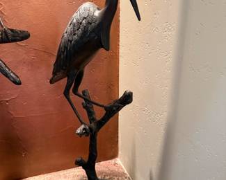 Bronze Crane Statue