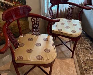 Rosewood Asian Motif Harlot’s Chairs