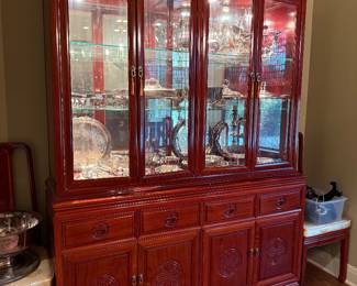 Rosewood Asian Motif China Cabinet