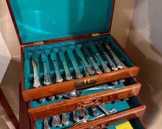 Rosewood Asian Motif Flatware Chest
