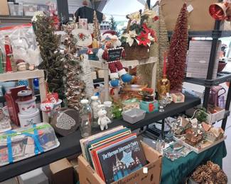 HOLIDAY: Hallmark, Shiny Brite, blow mold Nativity, many Santas, Christmas village, hand blown ornaments, Christmas trees, lights, décor, ribbon, tree skirts, greeting cards, Peanuts, paper, bows, Vatican nativity; Halloween décor, pumpkins, jack o lanterns