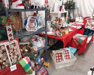 HOLIDAY: Hallmark, Shiny Brite, blow mold Nativity, many Santas, Christmas village, hand blown ornaments, Christmas trees, lights, décor, ribbon, tree skirts, greeting cards, Peanuts, paper, bows, Vatican nativity; Halloween décor, pumpkins, jack o lanterns