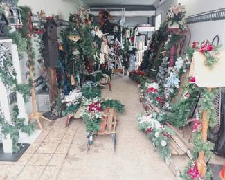 HOLIDAY: Hallmark, Shiny Brite, blow mold Nativity, many Santas, Christmas village, hand blown ornaments, Christmas trees, lights, décor, ribbon, tree skirts, greeting cards, Peanuts, paper, bows, Vatican nativity; Halloween décor, pumpkins, jack o lanterns
