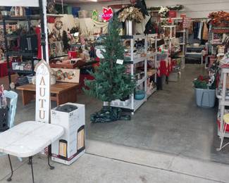 HOLIDAY: Hallmark, Shiny Brite, blow mold Nativity, many Santas, Christmas village, hand blown ornaments, Christmas trees, lights, décor, ribbon, tree skirts, greeting cards, Peanuts, paper, bows, Vatican nativity; Halloween décor, pumpkins, jack o lanterns