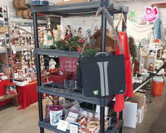 HOLIDAY: Hallmark, Shiny Brite, blow mold Nativity, many Santas, Christmas village, hand blown ornaments, Christmas trees, lights, décor, ribbon, tree skirts, greeting cards, Peanuts, paper, bows, Vatican nativity; Halloween décor, pumpkins, jack o lanterns