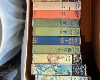Boxes of Zane Grey books
