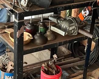 Metal tool cart and tools