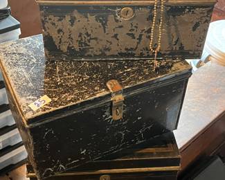 Late 19th century antique deed/cash boxes