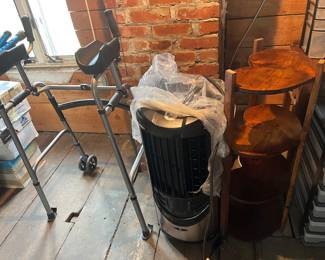 Shelves, Air conditioner, walker, plexiglass, bins