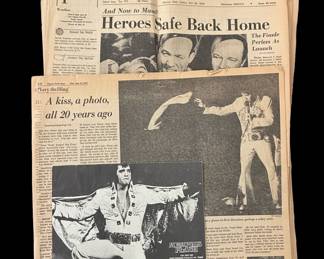 Vintage Newspaper Collection Apollo Moon Landing and Elvis Presley Memphis Flash Feature