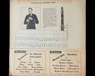 Vintage Volkweins Clarinet Instruction Folder with Fingering Chart and Sheet Music second image