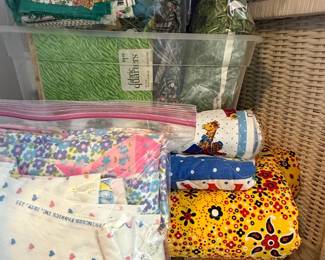 Vintage Fabric Remnants and Quilt Squares Lot