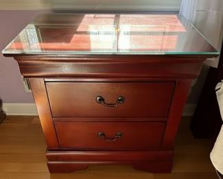 Louis Philippe Style Cherry Nightstand with Glass Top