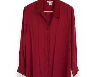 Soft Surroundings Red Poet Button Down Blouse