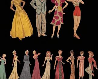 Vintage s Paper Doll Collection with Fashion Illustrations