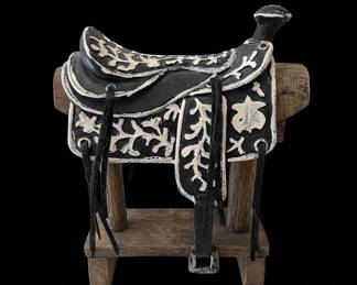 WesternThemed Saddle Figurine