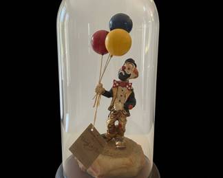 Ron Lee Hobo Joe with Balloons Clown Figurine in Glass Dome