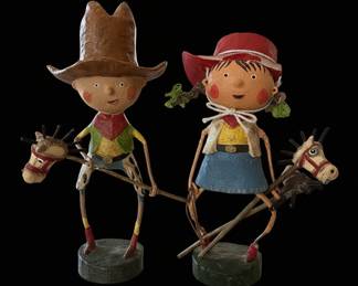 Lori Mitchell Getty Up Lil Cowboy and Lil Cowgirl Hobby Horse Figures